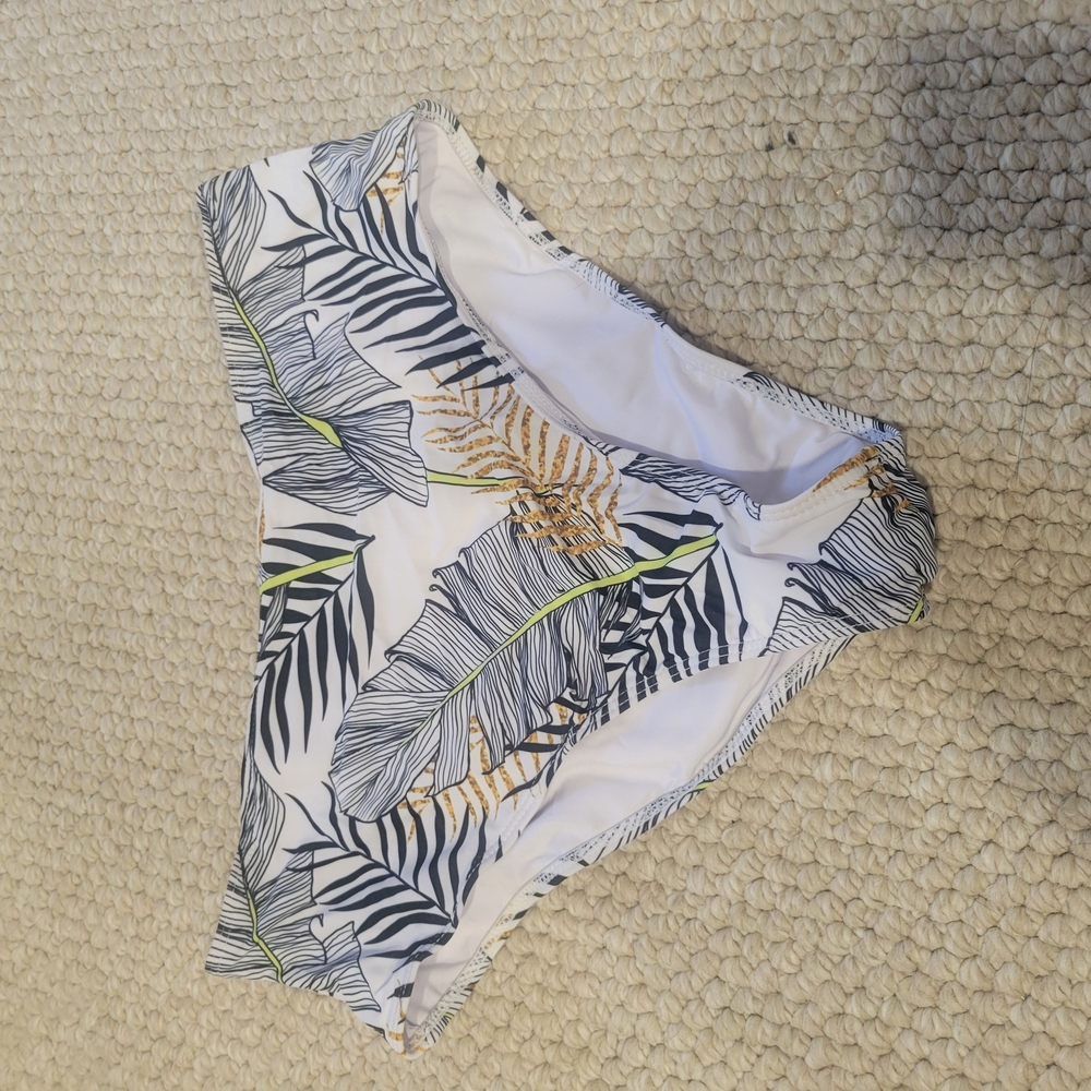 Tropical Leaf Print Bikini Bottom